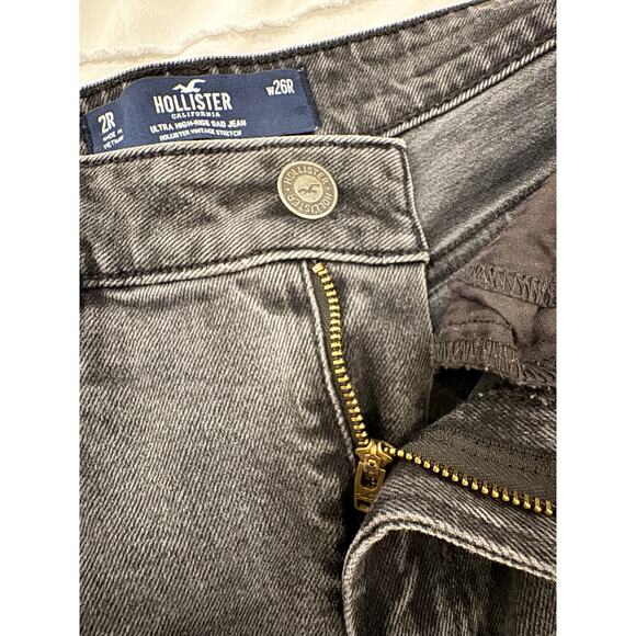 Hollister High Rise Jeans Women’s Size 2R Black Charcoal Straight Leg Gothcore - Picture 11 of 16